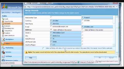 Dynamicsondemand.com MSCRM merging records