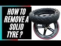 How to remove a solid puncture proof tyre from e scooter wheel 