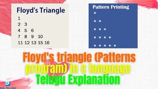 Floyd's triangle (Patterns program) in C language telugu 2021|| C programming || Printing patterns