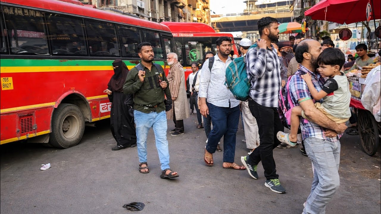 ✅ Sunday in Mumbai 🇮🇳 | Street Walk Through Busy Local Areas