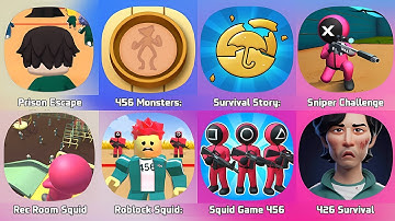 Prison Escape Challenge, 456 Survival Challenge, Squid Game 3D, Sniper Challenge, Squid Story