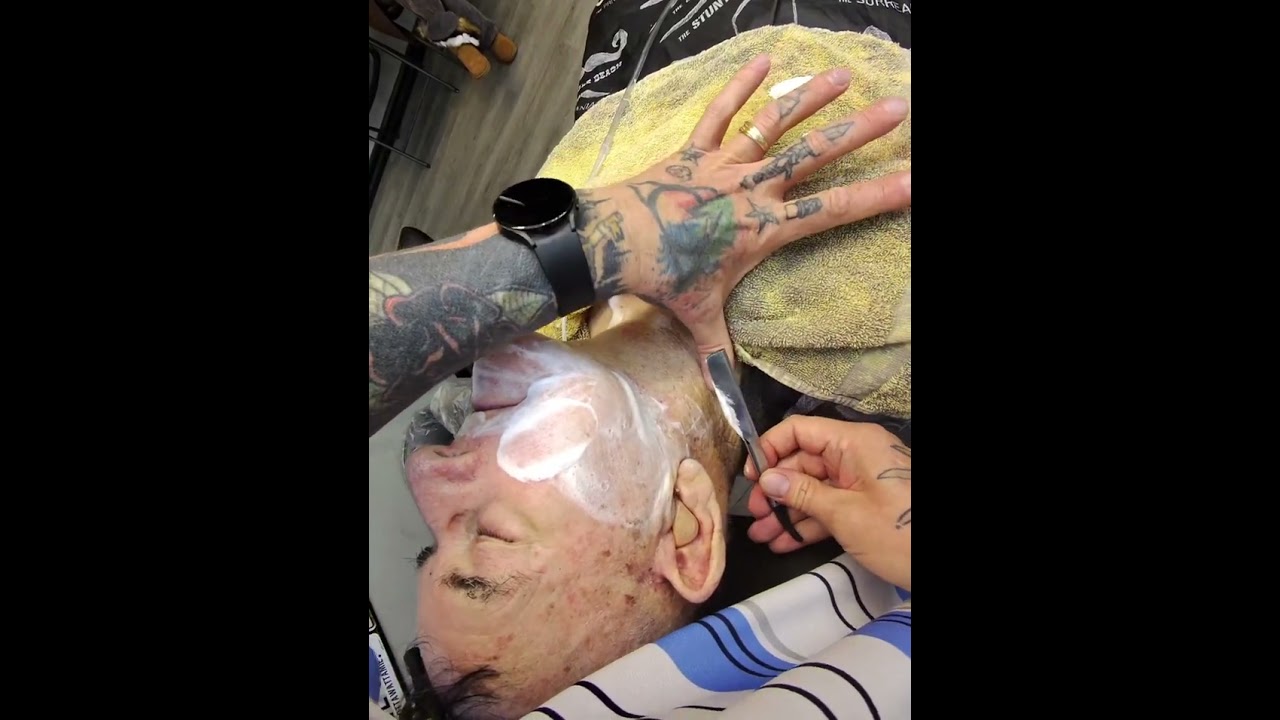 Hot towel shave for my Grandpa