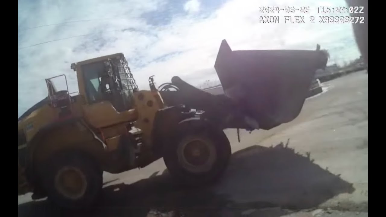 Ex-employee leads police on wild chase in stolen front loader - YouTube