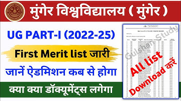 Munger University UG Part-1 Admission First Merit List जारी | कब दिन से होगा ऐडमिशन | Req. Document