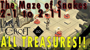 LARA CROFT GO Gameplay Guide | The Maze of Snakes | 2-1 to 2-11 Walkthrough ALL TREASURES