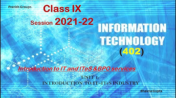 IT and ITeS, BPO | Unit 1: Introduction to IT-ITeS industry | IT (Code-402) for 9th