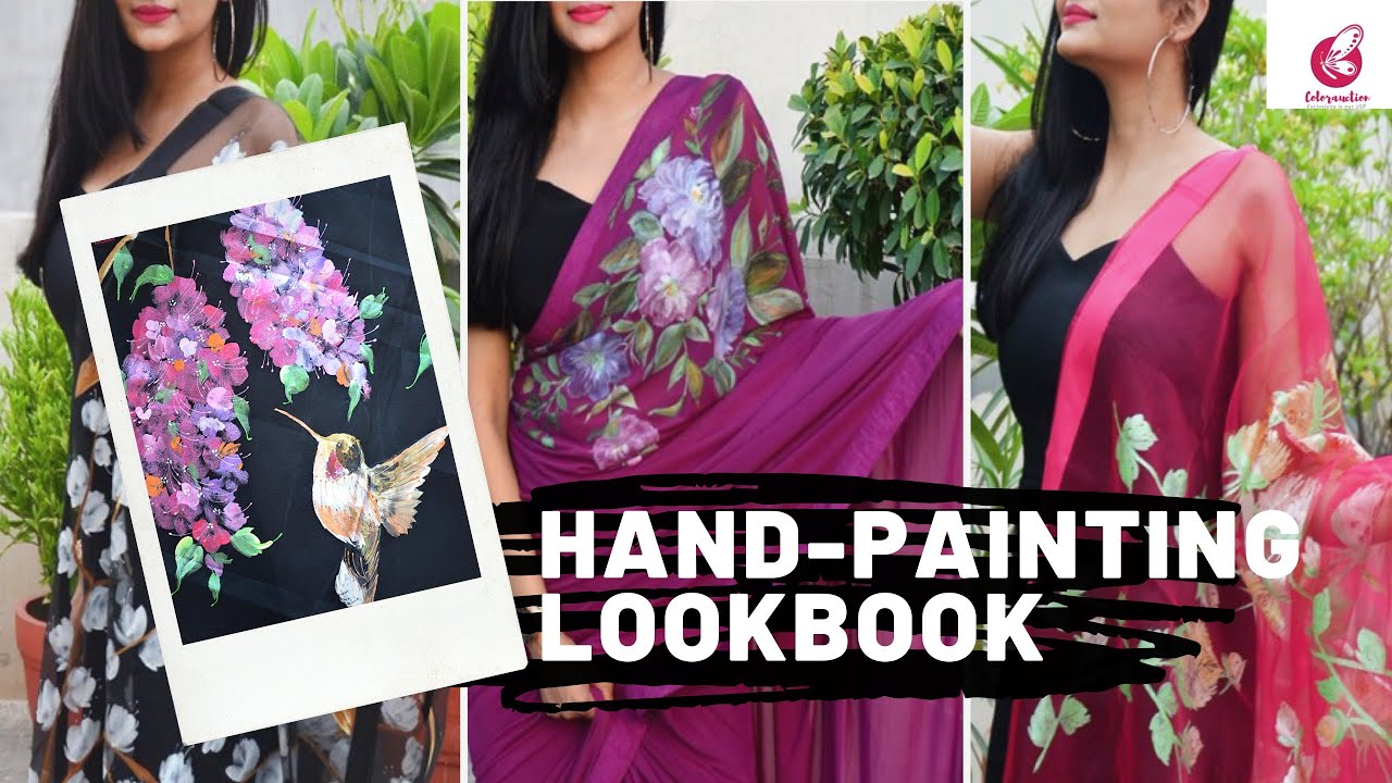 Latest Hand-painted Designer Sarees| Hand-painted Stoles| Hand-painted Sarees 2019