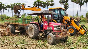 Mahindra 555 Arjun tractor fully Soil trolley by JCB 3DX Machine | Tractor and JCP videos | CFV |