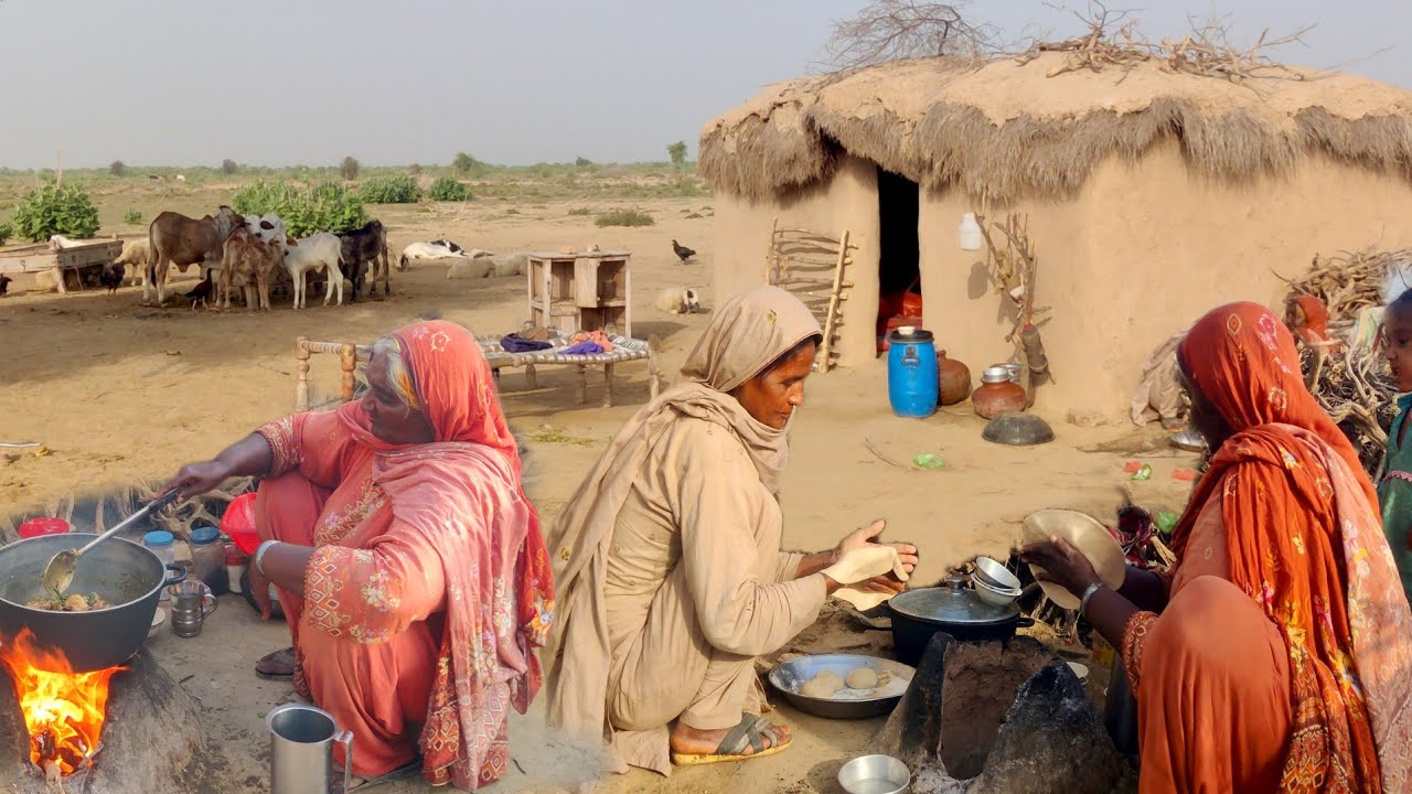Beautiful village life in Pakistan | village family routine in mud house|Cooking food | Desert Life