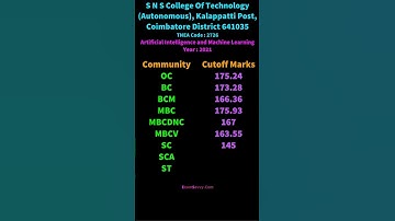 TNEA Cutoff Marks Artificial Intelligence and Machine Learning SNS College Of Technology Autonomous