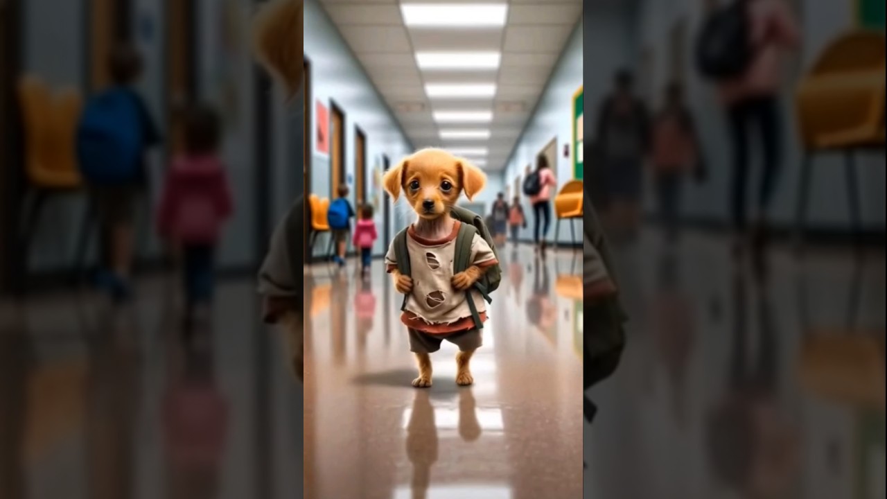 cute puppy going school ❤️ 