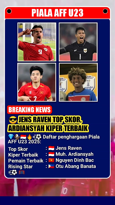Peraih Penghargaan Piala AFF U23, Jens Raven Top Skor dan Ardiansyah Kiper Terbaik