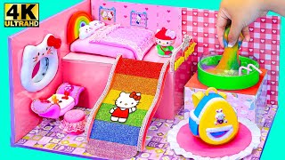 How To Make Pink Unicorn House with Bunk Bed, Rainbow Stairs from Polymer Clay | DIY Miniature House