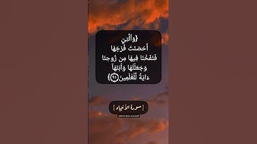 سورة الأنبياء الآية ٩١ بصوت الشيخ محمد صديق المنشاوي