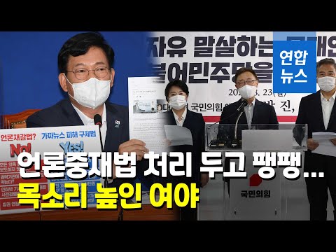 "강행 처리" vs "강경 투쟁"…언론중재법 처리 앞두고 여야 전운 / 연합뉴스 (Yonhapnews)