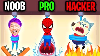 NOOB vs PRO vs HACKER In RESCUE CUT! (ADAM CAUGHT BY CARTOON CAT!)