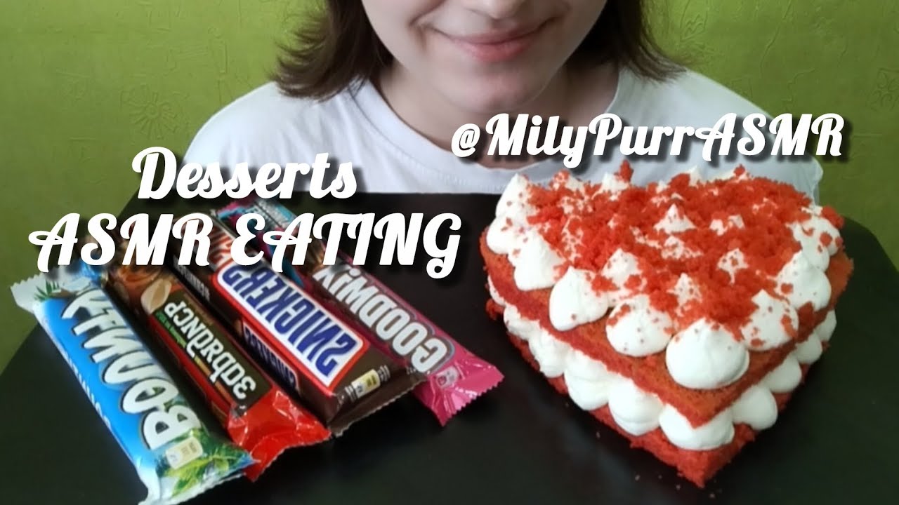 Торт сердце / сладости ASMR EATING🍰 / Red Velvet Heart / Sweets  ASMR EATING🎂 /NO TALKING 