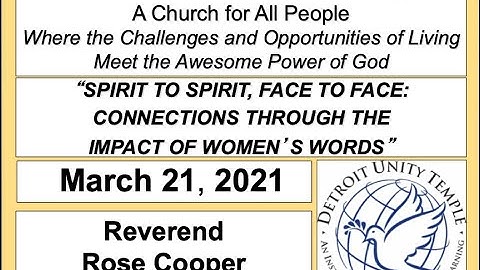 Detroit Unity Temple Sunday Service  3 21 21