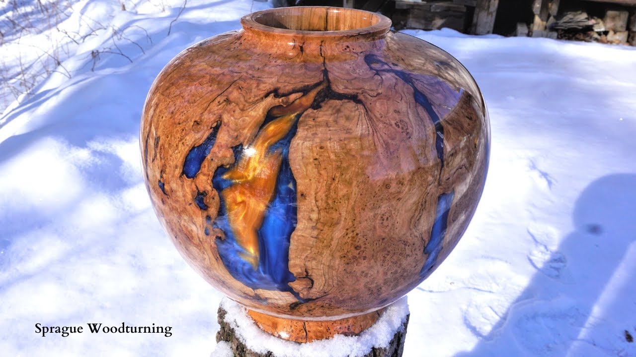 Woodturning Cherry Burl Vase and Designer Epoxy YouTube