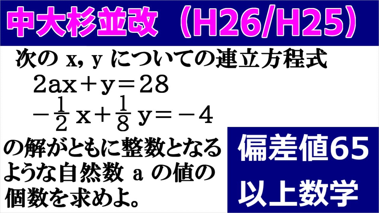 高校受験 数学 計算「中央大学杉並改題（平成26年・25年）」の授業動画