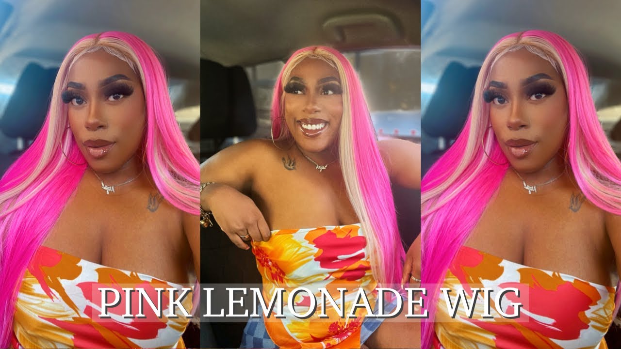 Vela Vela Mina | 36 Inch Pink + Blonde Highlight Bangs Synthetic Lace Front | Install Tutorial