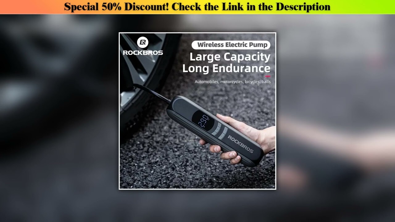 Top ROCKBROS Bicycle Pump Cycling Electric Air Pump High Pressure Fast Wireless Inflation Motorcycl