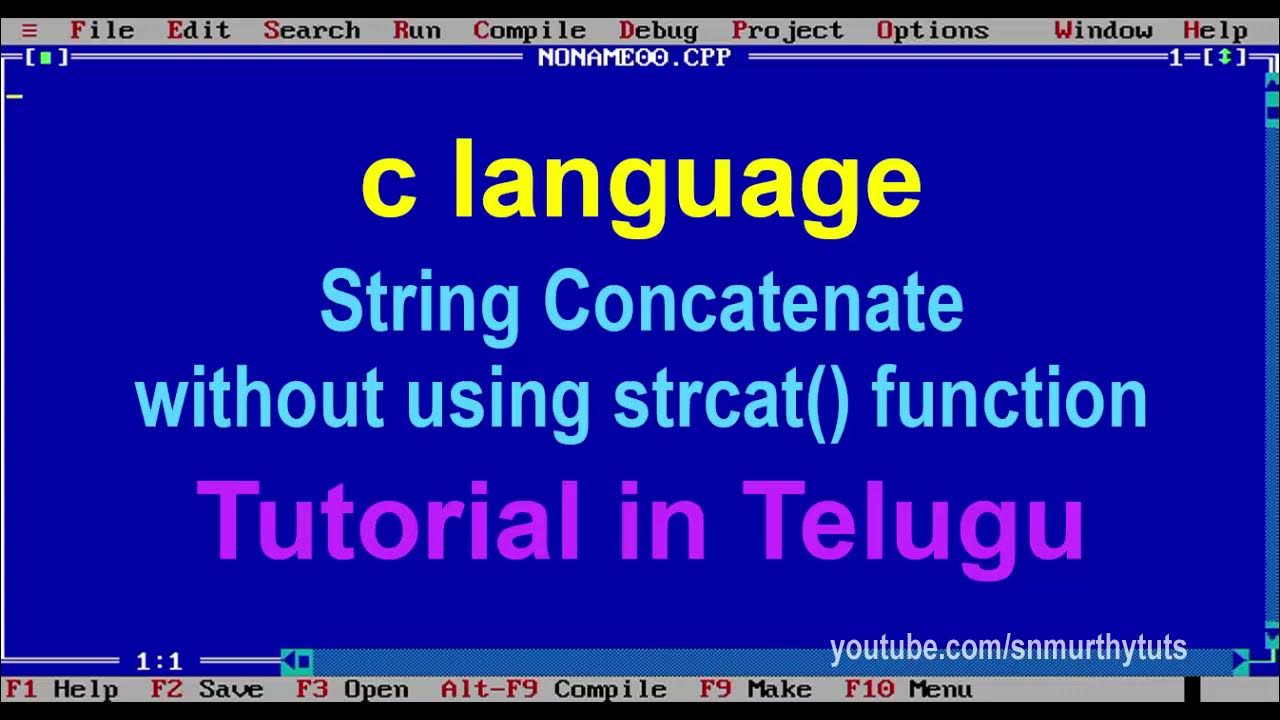 C Tutorial in Telugu - String Concatenate without using strcat ...