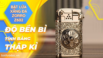 Hộp Quẹt Bật Lửa Xăng Đá Zorro Z602, Khắc Hoa Văn Họa Tiết Trụ Xoay Hình Bông Sen