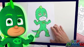 PJ Masks en Español 🎨 ¡Aprende a dibujar a Gekko! 💚 Dibujos Para Niños