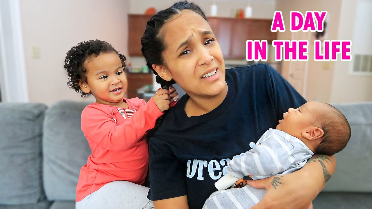 A DAY IN MY LIFE WITH A TODDLER AND NEWBORN! - YouTube
