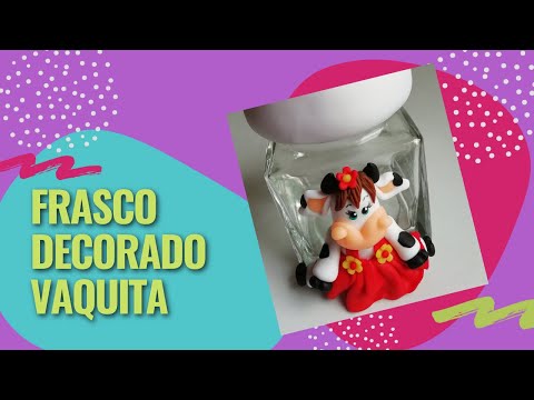 🐮 DIY/ FRASCO DECORADO VAQUITA CON PORCELANA FRÍA 🐮