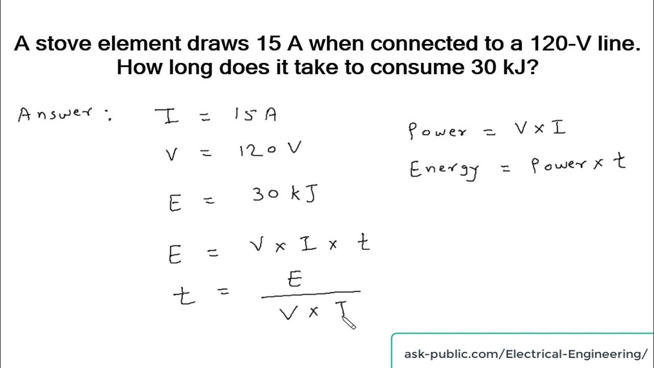 A stove element draws 15 A when connected to a 120V line. How long
