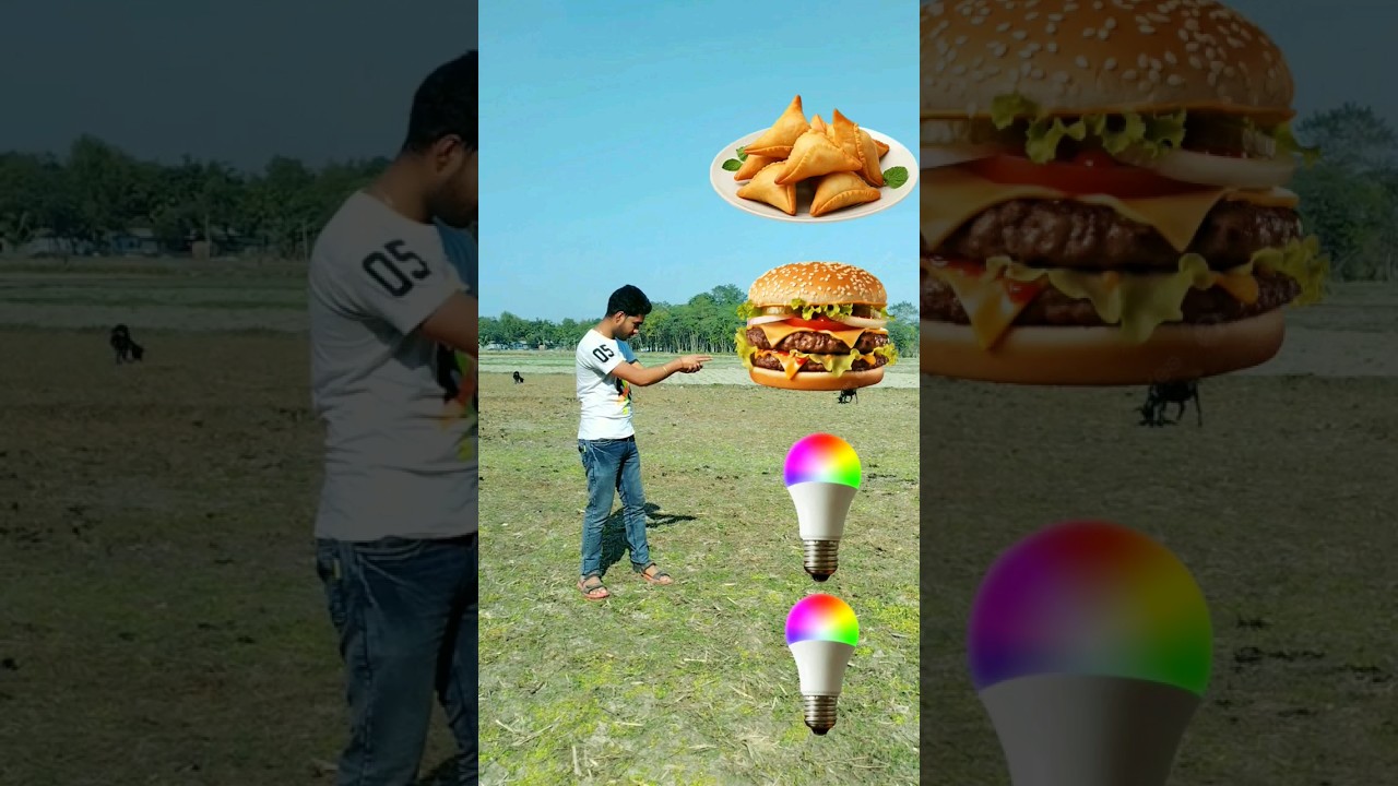 Led light bulb to samosa,, burger,, pizza & akrol - magical vfx video new 
