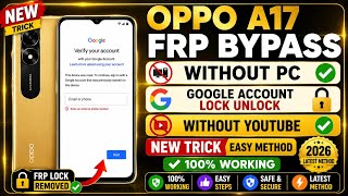 Oppo A17 Frp Bypass | Without Pc | Google Account Lock Unlock | Without YouTube new trick