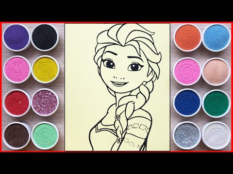 TÔ MÀU TRANH CÁT ELSA CÔNG CHÚA TUYẾT - Coloring Elsa frozen with colors sand (Chim Xinh)