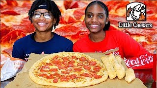 LITTLE CEASARS PIZZA MUKBANG! TEEN EATING SHOW! LITTLE CEASARS PIZZA MUKBANG! TEEN EATING SHOW!