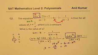 Polynomials SAT Mathematics Level 2 Practice Examples |ACT