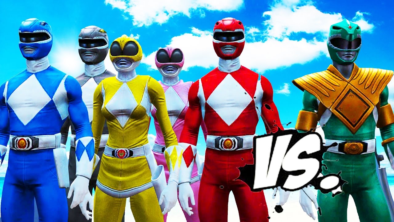 Power Rangers Vs Green Ranger Red Blue Black Yellow Pink Rangers Vs Green Ranger Youtube