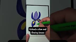 Easy Iris Flower Drawing for Beginners 🌸 Relax &amp; Create  #art #mindfulart #calmingart  #creativecalm