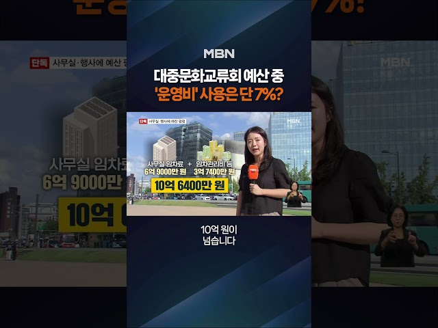 '대중문화교류위' 첫해 예산 87% 사무실·행사… #shorts #숏톡