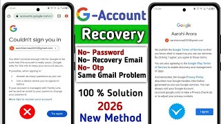 How To Recover Gmail Account without Phone Number and Recovery Email 2026 ||Gmail Account Recovery