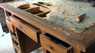 restoration of an Antique Schoolmaster's Desk,a map from 1700.(Wattsan 6090 LT)