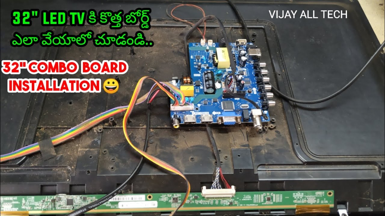 how to install new 32" led tv combo board / led tv repair / in telugu YouTube