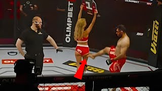 Iranian fighter kicked a ring girl