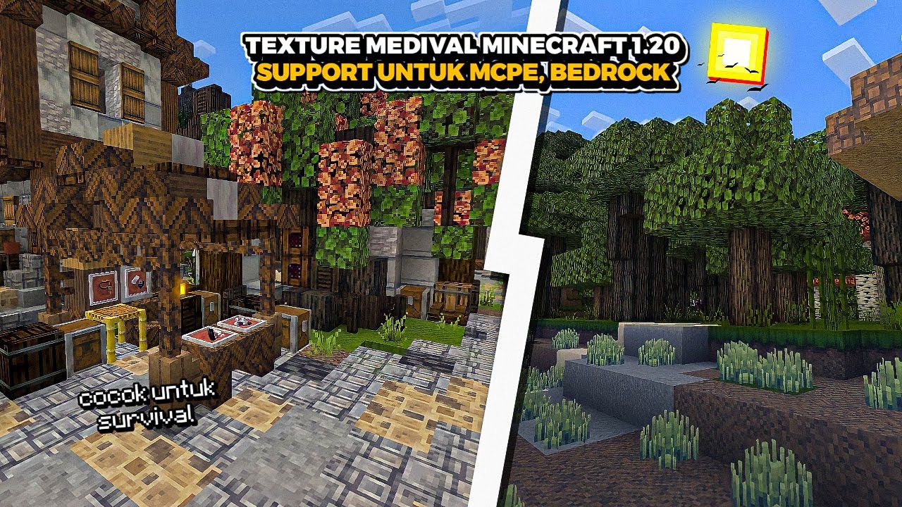 TEXTURE MEDIVAL MINECRAFT 1.20 , COCOK BANGET UNTUK SURVIVAL - YouTube
