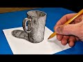 Cool Trick Art Drawing 3D "CUP" | Anamorphic illusion | Draw step by step