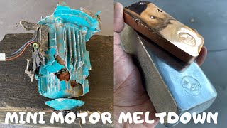 Mini Motor Meltdown - Trash To Treasure - Copper Aluminium Bars from Scrap Motor- ASMR Melting Metal