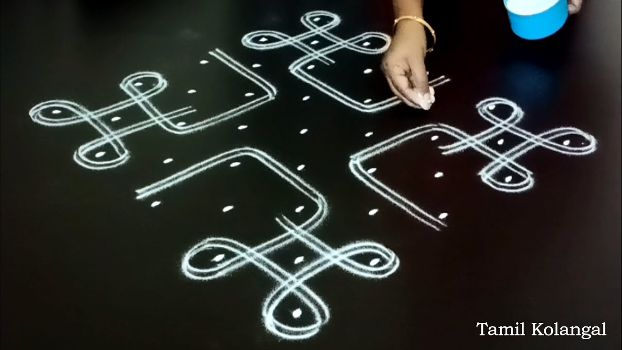 Simple Melikala muggulu|sikku kolam|kambi kolam|kolangal|tamil kolangal|sikku kolam with 9 dot|kolam