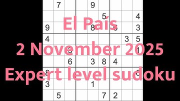 Sudoku solution El País 2 November 2025 Expert level