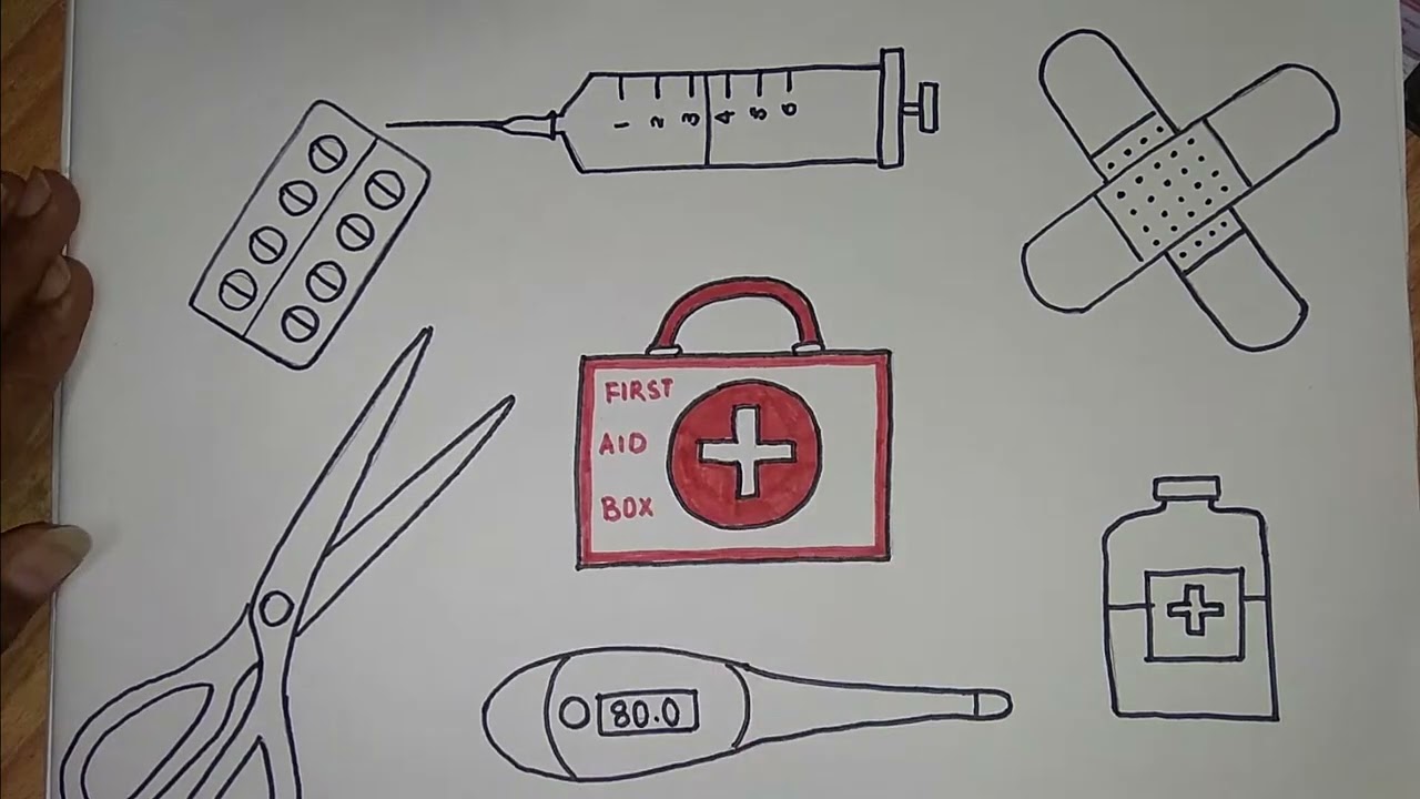 First AID KID 様用　bamboo sketch Easy First-Aid box drawing/ step by step tutorial - YouTube